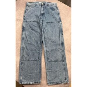 Pacsun Men's Sz 34 x 32 Baggy Denim Jeans Pants Wide Leg 90's Skate Blue Pockets